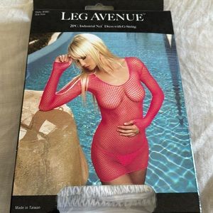 Leg Avenue 2 PC Industrial Net Dress With G String White one size